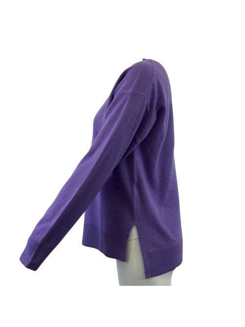 WOMEN'S PURPLE CREWNECK SWEATER SIDE SLITS ESSENTIEL STUDIO | LMD012VIOLA